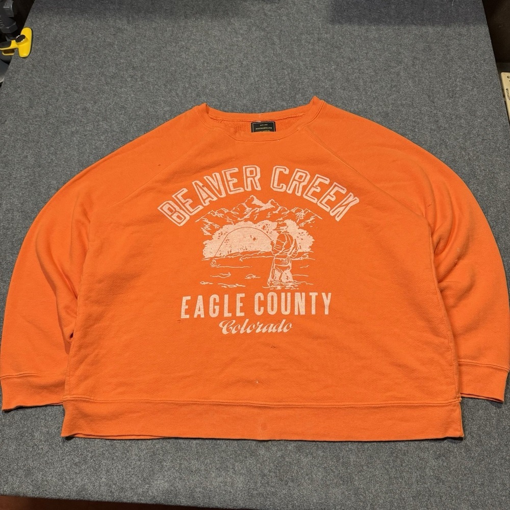 Anthropologie Retro Brand Beaver Creek Distressed 1960 Style Crewneck S Oversize